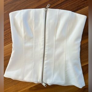 ZARA - Corset Zipper Top - Size Small - White